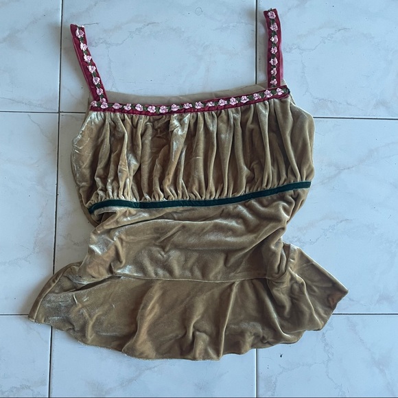 90’s handmade velour cottagecore camisole roses - Picture 6 of 6